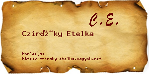 Cziráky Etelka névjegykártya
